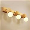 LIGKIN Applique da Parete in Legno Retrò Lampada da Parete Deco Spot da Parete 350° Rotante Illuminazione da Parete Industriale E27 Plafoniera Interna per Soggiorno Camera da letto Scala (Quadrato)