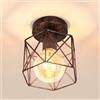 iDEGU Lampada da Soffitto Vintage, Lampada a Sospensione Industriale in Metallo E27 Plafoniera a Forma di Gabbia Esagonale Lampadario Soffitto per Cameretta Bar Ristorante Corridoio (15cm, Ruggine)