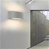Partenopea® Applique lampada da muro parete in alluminio e vetro per esterno casa locali terrazza IP65 con attacco per lampadine E27 (Luce calda 3000K, Grigia)