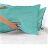 IlGruppone Coppia federe per Cuscino guanciale Letto 100% Cotone Made in Italy con Patella Interna - Verde Acqua - 52x80 cm