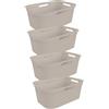 Rotho Brisen Set di 4 Cesti per la Biancheria, Plastica (PP) senza BPA, Beige, 4 x 40 L, 59.6 x 39.6 x 23.2 cm