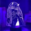 Anjinguang Lampada a illusione ottica 3D, luce notturna, decorazione per la stanza adatta a ragazzi e ragazze in stile manga e anime raffigurante Zero Two, perfetta come regalo