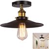 ChaoZan Ombrello retrò da soffitto in metallo, lampada da soffitto E27, lampada a sospensione in ferro, semplicità moderna, cucina, bar, camera da letto, corridoio, soggiorno, sala da pranzo, nero