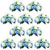 Nuptio, Confezione da 10 bouquet di fiori finti con 15 rose in plastica con base, adatto per centrotavola per matrimoni, feste, San Valentino, decorazioni per la casa (blu e bianco)