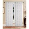 GBiancheria Tende a Coppia Betty con Ricamo a Spirali Fondo Bianco, Vari Colori Semitrasparenti, Moderne, Eleganti Per Finestra e Portafinestra Passanti per asta (Bianco/Rosso, 60x240 cm)