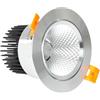 LEDKIA LIGHTING Faretto Downlight LED 12W COB Orientabile Circolare Argento Foro Ø 90mm No Flicker No Flicker 3000K Bianco Caldo