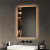 EMKE Specchio bagno con luce 40x60cm, specchio retroilluminato bagno con interruttore a pulsante+antiappannamento+funzione di memoria,specchio bagno led con luce bianca fredda e calda