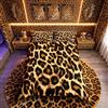 Loussiesd Set di da letto con leopardata e ghepardo con motivo leopardato africano camera da letto di lusso,copriletto con 2 federe