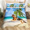 Loussiesd Set di biancheria da letto con stampa di cani da gioventù, con motivo oceano, spiaggia, 200x200cm copripiumino morbido e traspirante, per letto king size, 3 pezzi