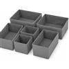 Home in Smart Organizer Cassetti Set 6 Pezzi in Tessuto Pieghevole - Scatole Organizer per Armadio e Cassetti, Contenitori Salvaspazio per Intimo, Calze, Biancheria, T-Shirt e Accessori - Grigio