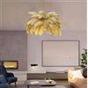 HELCEKOU Lampadario a Forma di Piuma, Paralume in soffice Cammello, Moderno, a LED, 6 luci, 4500K, plafoniera Naturale, per Soggiorno, Camera da Letto, Bambini, Arredamento Creativo, φ-85 cm