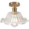 DLGLOLIN Lampada da soffitto in vetro lampada da soffitto a fiori creativo paralume in vetro E27 retrò ottone illuminazione da soffitto per corridoio camera da letto sala da pranzo