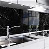 danario Rivestimento Paraschizzi Cucina Adesivo da Parete I Effetto Vetro I Spesso e Rigido I Ignifugo e Resistente all'Acqua I 0,80 mm I Marmo Nero - 80cm x 500cm