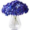Kislohum Fiori artificiali di ortensia, 10 teste di ortensia color lavanda per centrotavola nuziali, mazzi di fiori, decorazione fai da te, decorazione per la casa, con steli lunghi