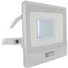 V-TAC Faro LED da Esterno con Chip Samsung 30W con Sensore PIR di Colore Bianco Impermeabile con cavo da 1 metro, Luce Bianco Naturale