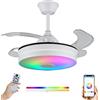 LUMIKING Ventilatore da Soffitto con Luce LED - Pale Retrattili, Musica e RGB - Silenzioso con Lampada Moderna, Telecomando, Bluetooth e APP per Soggiorno e Camera da Letto (108 cm)