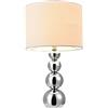 lux.pro Lampada da Tavolo con Paralume Cilindrico Ø25 cm Abat Jour da Lettura Comodino Scrivania con Stelo Decorativo Altezza 43 cm Soggiorno Camera da Letto - Bianco/Cromo