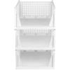 LANTUS Organizer per cassetti pieghevole e impilabile in plastica, cassetto scorrevole per vestiti, biancheria intima, camera da letto, guardaroba, 33,5 x 43 x 54,5 cm, 3 (1 pezzo), bianco