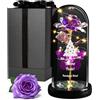 Maverton Rosa Stabilizzata con LED Personalizzata - Rosa Eterna nella Cupola di Vetro - Regalo Donna Compleanno Mamma Nonna Fidanzata Maestra - Regalo Anniversario Matrimonio