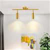 TaleTre Faretto di Illuminazione Moderna, Ottone Opaco, Apparecchio di Illuminazione a Binario a LED Oro Illuminazione a Binario in Ottone Dorato con Testa Girevole Faretto da Incasso a Soffitto(2-lig