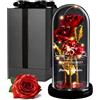 Maverton Rosa Stabilizzata in Cupola Personalizzata - Regalo Coppia Anniversario Matrimonio - Rosa Eterna con luci LED - Idee Regalo Fidanzato o Fidanzata - Dimensioni 21 cm x 11 cm