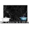 KitchenYeah© Paraschizzi Cucina Alluminio 80x55 cm Pannello Dietro Piano Cottura Fornelli a Gas Paraspruzzi Marmo - Nero - Bianco - Texture - Aspetto del Marmo