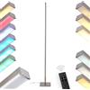 hofstein Lampada da terra LED Minacar, lampada da terra dimmerabile in metallo in nichel/bianco opaco, 14,5 watt, 1500lm, 2700-5000K, con cambiacolori RGB e telecomando, funzione memoria ed effetto arcobaleno