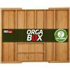 ORGA-BOX UNIVERSAL Portaposate in bambù regolabile per cassetti di larghezza 400-600 mm fino a 8 scomparti per cassetti di profondità 473 mm (Dimensione interna)