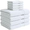 NARCISO Set Asciugamani Bagno Viso e Bidet 8 Pezzi (4 Viso 50x100cm e 4 Bidet 40x60cm) Ogni Asciugamano è Realizzato in Spugna di Cotone ad Alta Assorbenza, Morbido e Resistente all'Usura Quotidiana