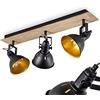 hofstein Lampada da soffitto Tina, lampada da soffitto moderna in metallo/legno in nero/cromo/oro/marrone scuro, lampada dal design retrò con paralumi regolabili ed effetto luce, 3xE14, senza lampadina/e