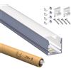 HOOLED Profili in alluminio per strisce LED 2 m x 5 pezzi Profili Dimensioni 20 mm x 20 mm con copertura PC opaca per strisce di diversi produttori, Larghezza massima 15,4 mm