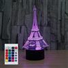 SUPERHONGJIHAO Luce notturna per bambini 3D Torre Eiffel Lampada a Led con Telecomando 16 Cambiare Colore Regalo di Compleanno di Natale per il bambino