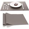 Ainimi Set di 2 tovagliette in silicone, misura grande, 45 x 32 cm Grigio chiaro