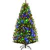 COSTWAY Albero di Natale 120/150/180/210 cm, Albero di Natale con Luci Incorporate 11 Modalità di Illuminazione, 300/600/1000/1570 Rami e Base in Metallo, Perfetta per Casa e Negozio (210cm)