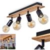hofstein lampada da soffitto Maidford, lampada da soffitto in metallo/legno in nero/natura, a 4 luci, con faretti orientabili, 4 x attacco E27, design retrò/vintage, senza lampadina/e