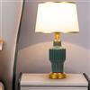 Mengjay Moderno Lampada da Scrivania,Lampada da Comodino per Bambini,Ceramica Lampada da scrivania,Lampada da Tavolo con Paralume in Tessuto,E27 Lampada comodino per camera da letto, studio (Verde)