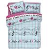 HomeLife Copriletto Matrimoniale Primaverile/Estivo Cotone 100g [260x280 cm] | Trapunta Matrimoniale | Trapuntino Fantasia Colorata Note Musicali Rosa