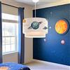 lux.pro Lampada a Sospensione per Cameretta Lampadario per Bambini Lampada da Soffitto con Doppio Paralume Cilindrico Decorato con Pianeti - Bianco