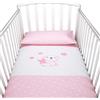 baby idea Babysanity Piumino Lettino Neonato Ricamato Completo Federa e Copripiumino e Lenzuolino con Angoli Sfoderabile Senza Paracolpi Lettino - Made in Italy- (Little Star Rosa)