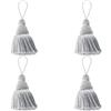 Fenghuangwu - Set di 4 eleganti nappe in poliestere, nappe per chiavi, accessori per fai da te, per mobili, luce e decorazione della casa, colore argento