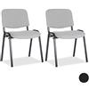 Relaxdays 10022880_111 Set di 2 Sedie Impilabili per Ospiti Poltrona Imbottita per Sala Conferenze HxLxP: 74 x 54 x 49 cm Grigio