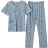 STJDM Camicia da Notte, Set Pigiama Estivo con Stampa Floreale da Donna Plus Size, Manica Corta O-Collo in Cotone, L TM9202