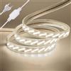 HEGEHE - Striscia LED 230V 1m bianco naturale 4000K, flessibile impermeabile IP65, 320 LED/m fata LED super luminosa ad alta densità CRI90+, può essere tagliata ogni 50cm