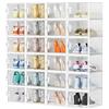 SIMPDIY 24 pcs Scatole per Scarpe,Scatole Portascarpe in Plastica Trasparenti impilabili, Contenitori Portascarpe con Coperchi per donna/uomo (33.2x25x18.7cm)