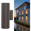 Planetitaly Applique Cilindro da Esterno IP65 Doppio Fascio LED 10W GU10 RGB UP e DOWN Lampada Muro, Luce Facciata, Balcone, Terrazzo, Alimentazione 230V (Marrone)