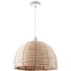 Paco Home Sospensione Tavolo Sala Da Pranzo Vimini 1,5m Cavo In Tessuto E27 Rustica Boho Sospensione, Colore:Natura (Ø36 cm), Tipo di lampada___Colore:Luce a sospensione - Bianca
