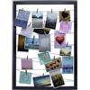 Spetebo - Portafoto con cornice in plastica, 75 x 55 cm, con fili in gomma e 20 mollette in legno Nero