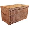 Weeco Cestino in Vimini XL - Baule da Pirata per Giocattoli - Resistente e Naturale - Realizzato a Mano - 80X48X48 cm - Grande per Vestiti, Cuscini