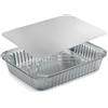 Generico 50/100 Vaschette in Alluminio bordo L VARIE DIMENSIONI Rettangolari + COPERCHI Argentate contenitori per Alimenti USA e Getta, teglie in Alluminio per Takeaway (100pz 4 porzioni 22x17cm)