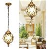 LUOYAOB Lampadario Cucina Industriale Lampada a sospensione a lanterna in vetro vintage Lampada a sospensione da esterno impermeabile retrò Apparecchio di illuminazione a soffitto esterno for portico da giard